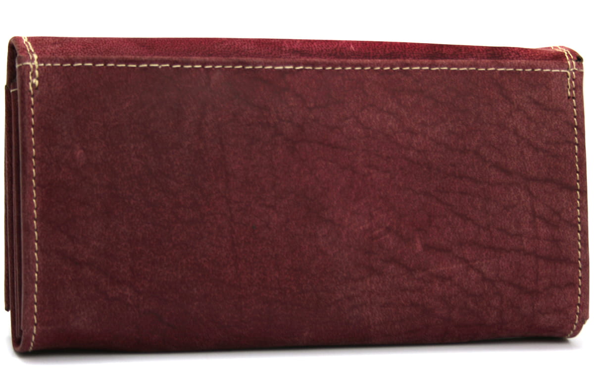 Portfel damski skóra nubuk Wild Tiger - ciemnoczerwony