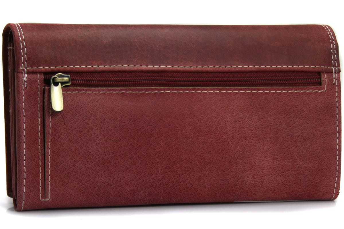 Portfel damski skóra nubuk Wild Tiger - ciemnoczerwony