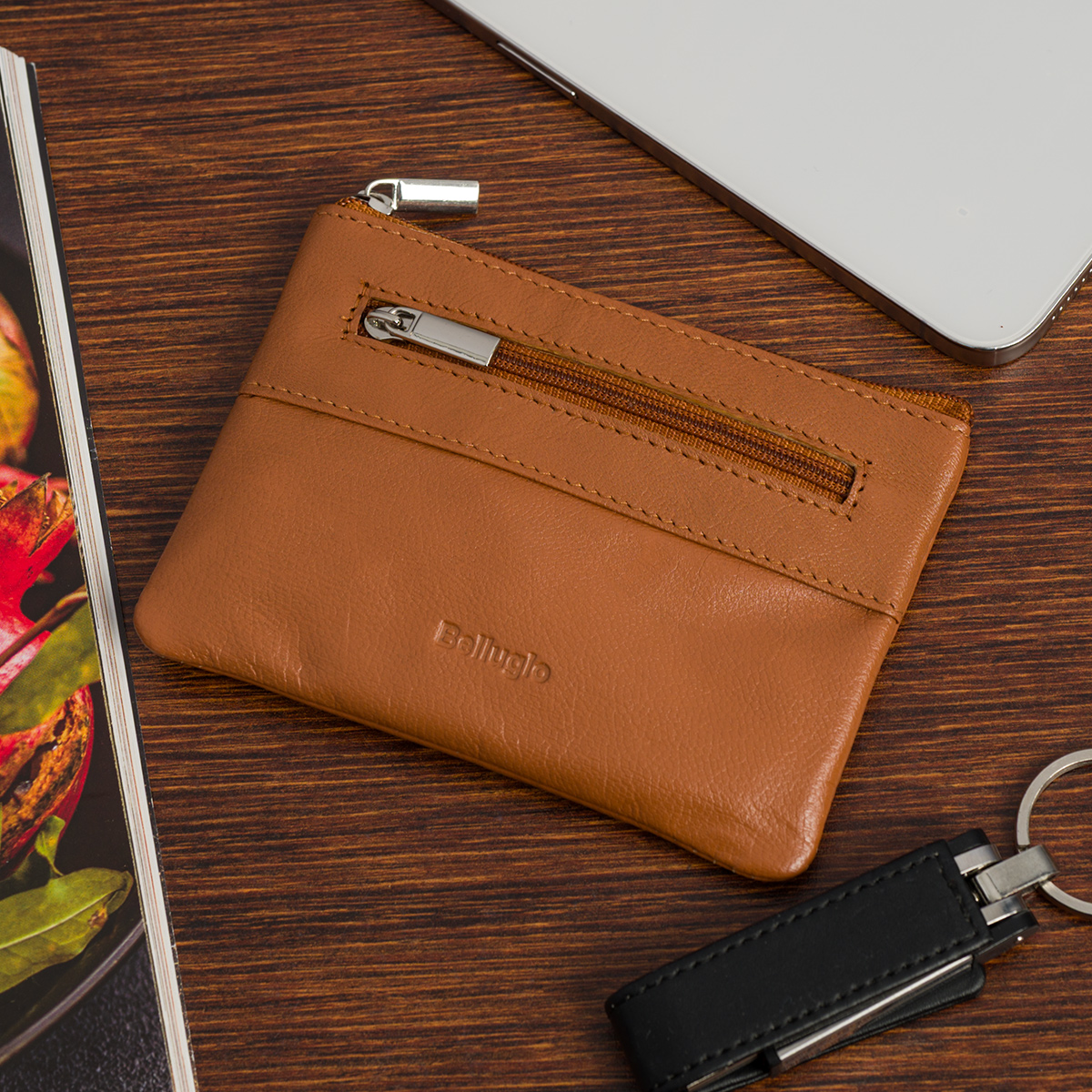 Etui na klucze skórzane Bellugio - jasnobrązowe