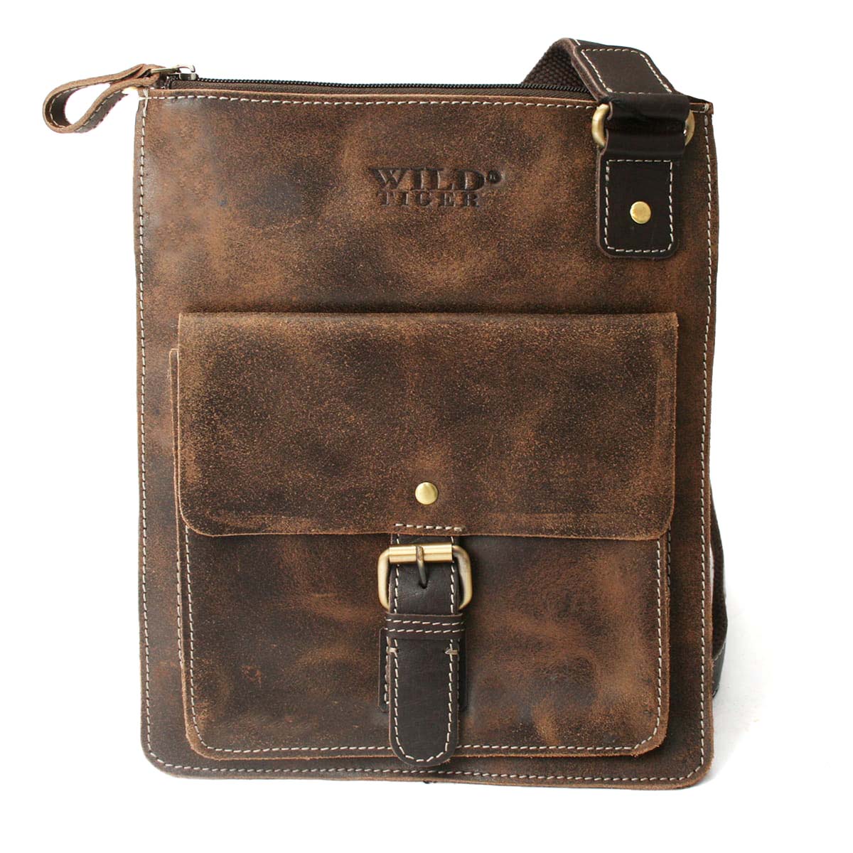 Torba męska przecierana listonoszka Wild Tiger - brązowa