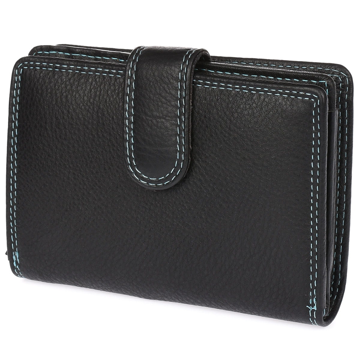 Portfel damski kolorowy poręczny skórzany Bellugio - czarny