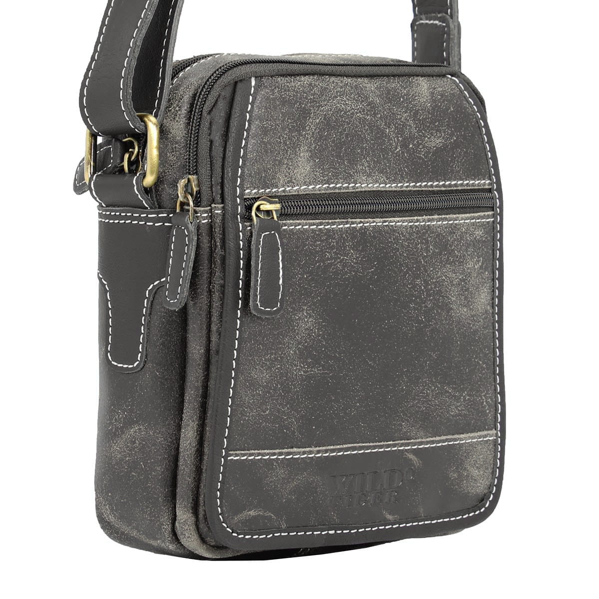 Skórzana listonoszka męska WILD TIGER czarna