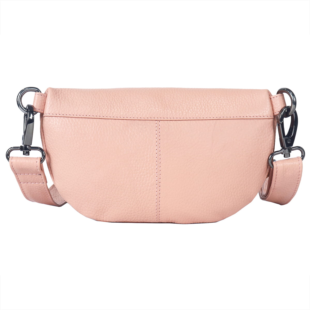 Średnia saszetka skórzana typu nerka wielofunkcyjna różowa