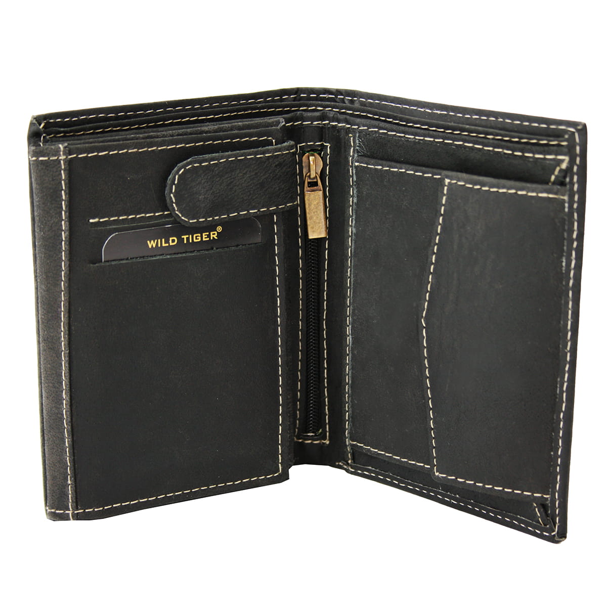Portfel skórzany męski pionowy Wild Tiger - czarny