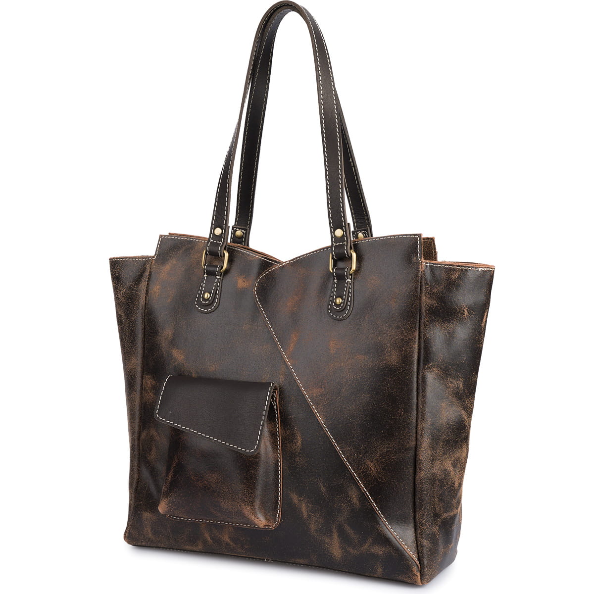 Duża torebka damska AMBRA Wild Tiger - brązowa