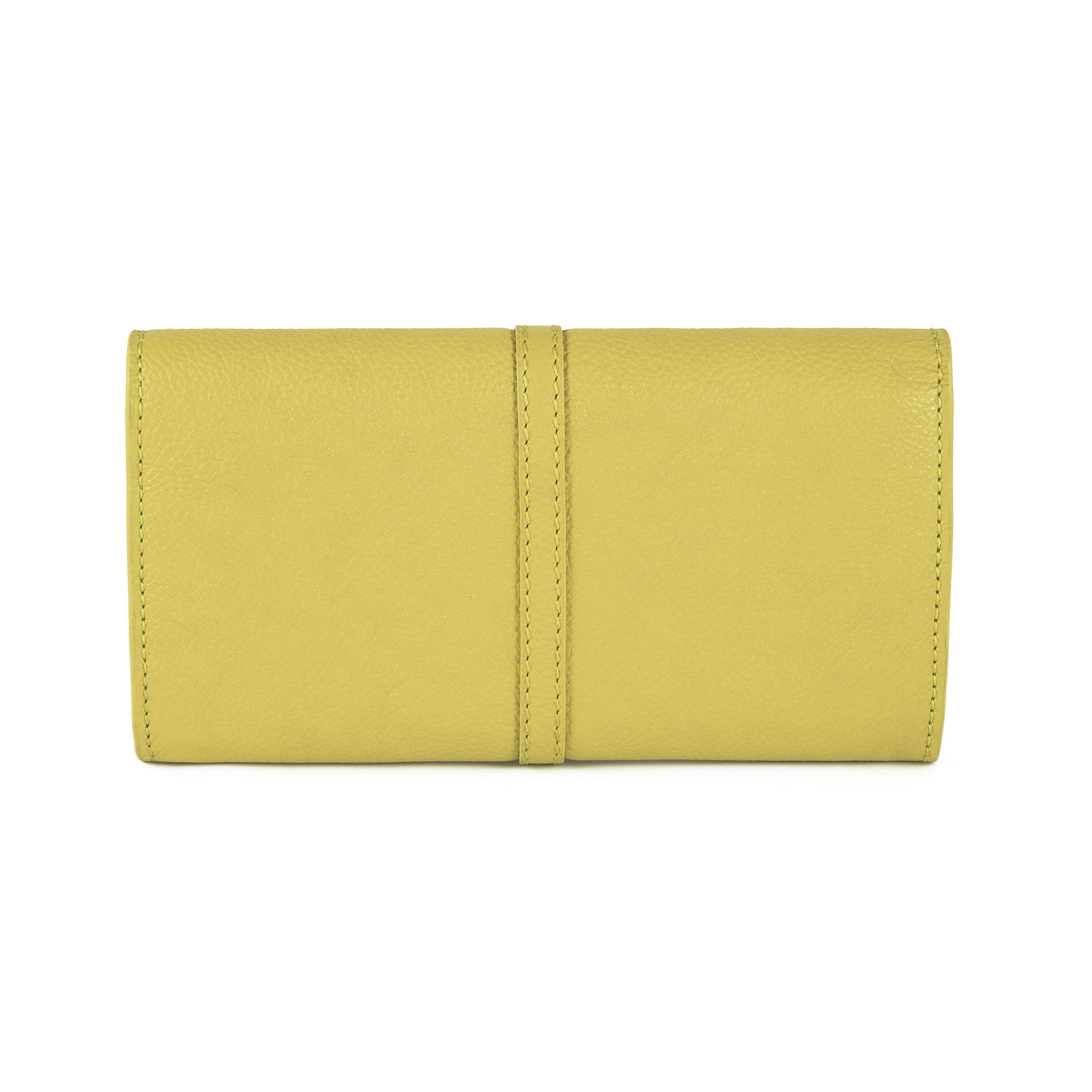 Portfel damski skórzany elegancki RFID - limonkowy