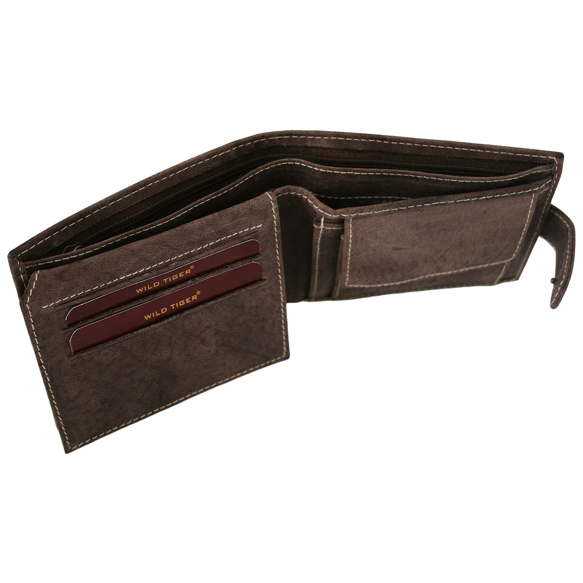 Portfel męski skóra nubuk Wild Tiger - ciemnobrązowy