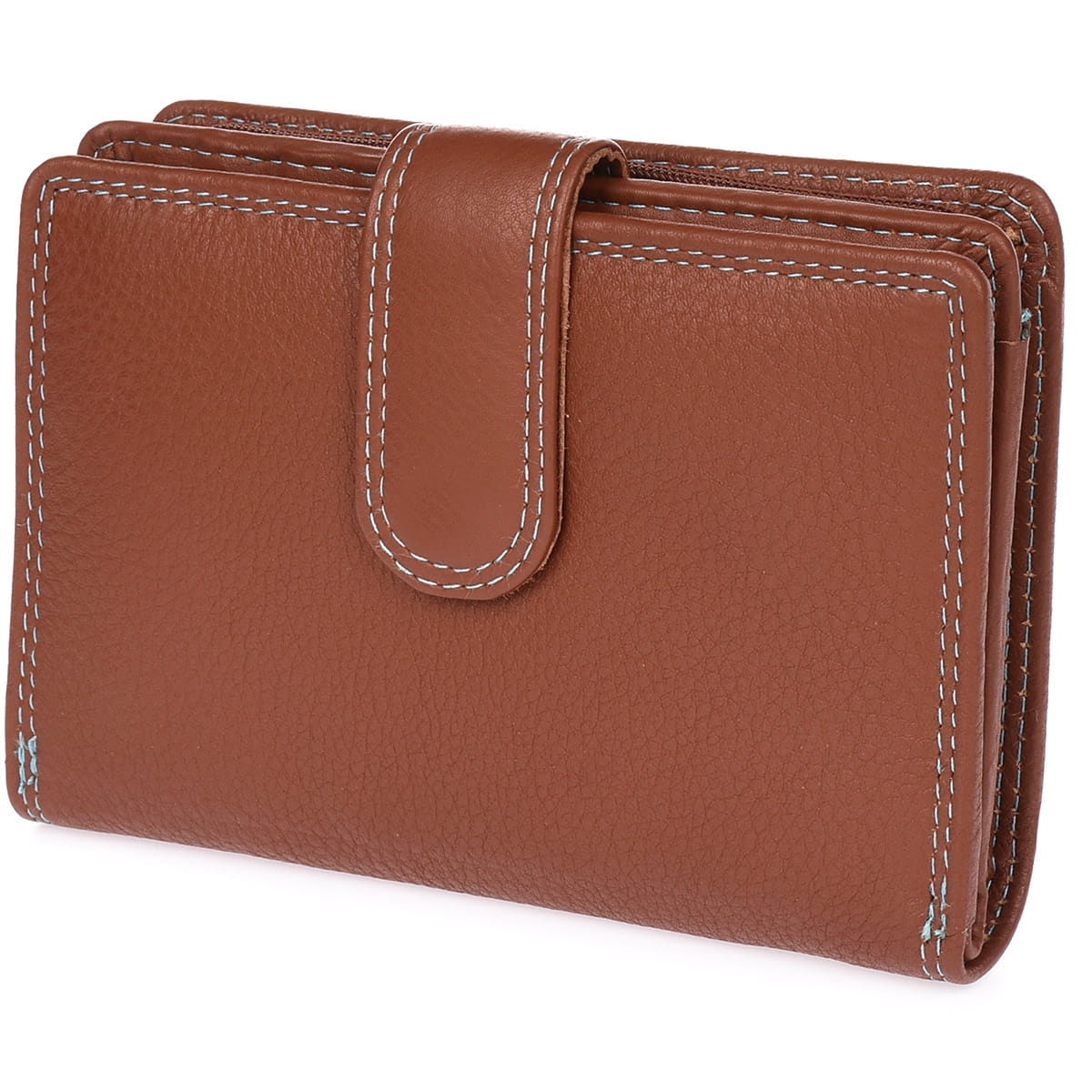 Portfel damski kolorowy poręczny skórzany Bellugio - jasnobrązowy