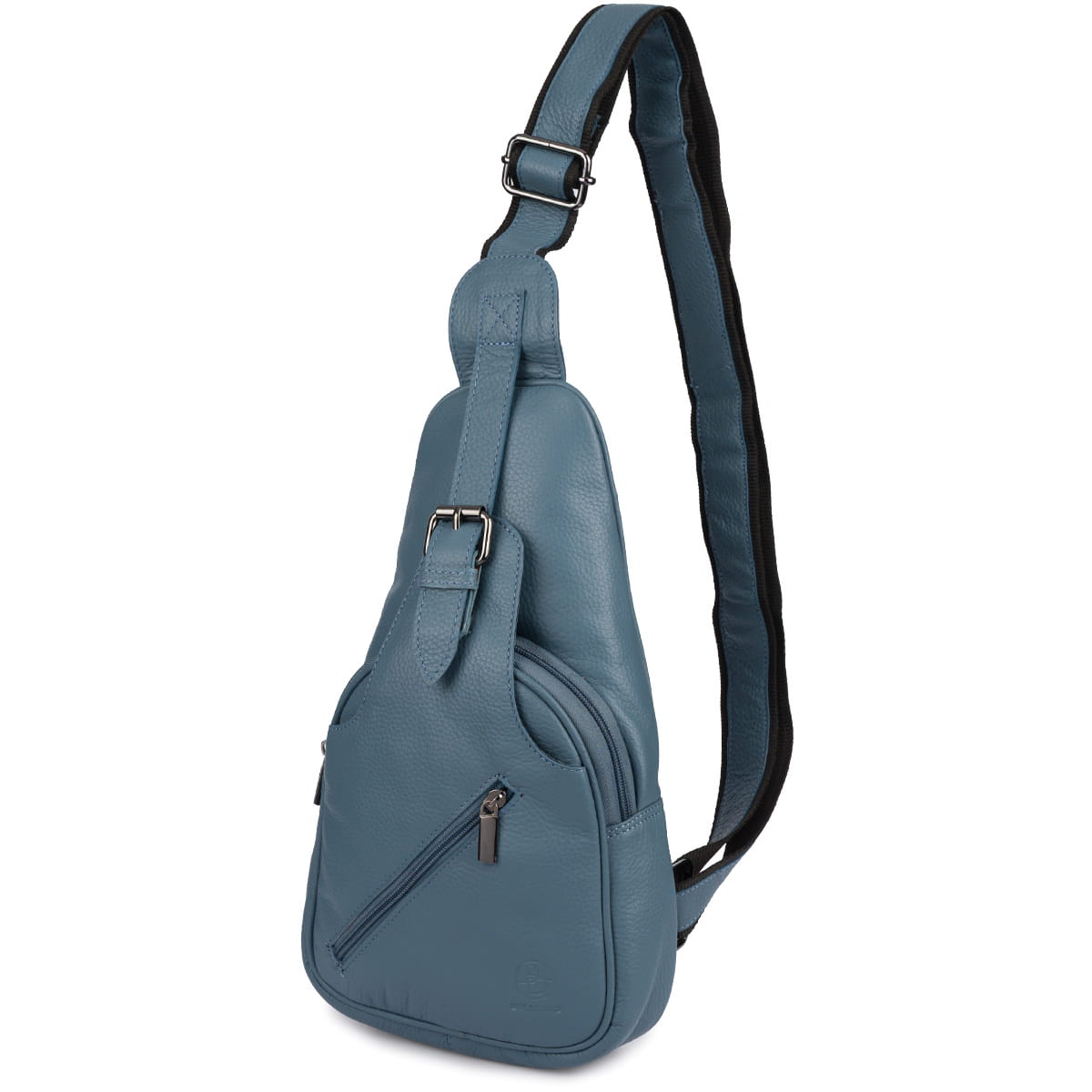 Plecak miejski crossbody damski skórzany - szaroniebieski