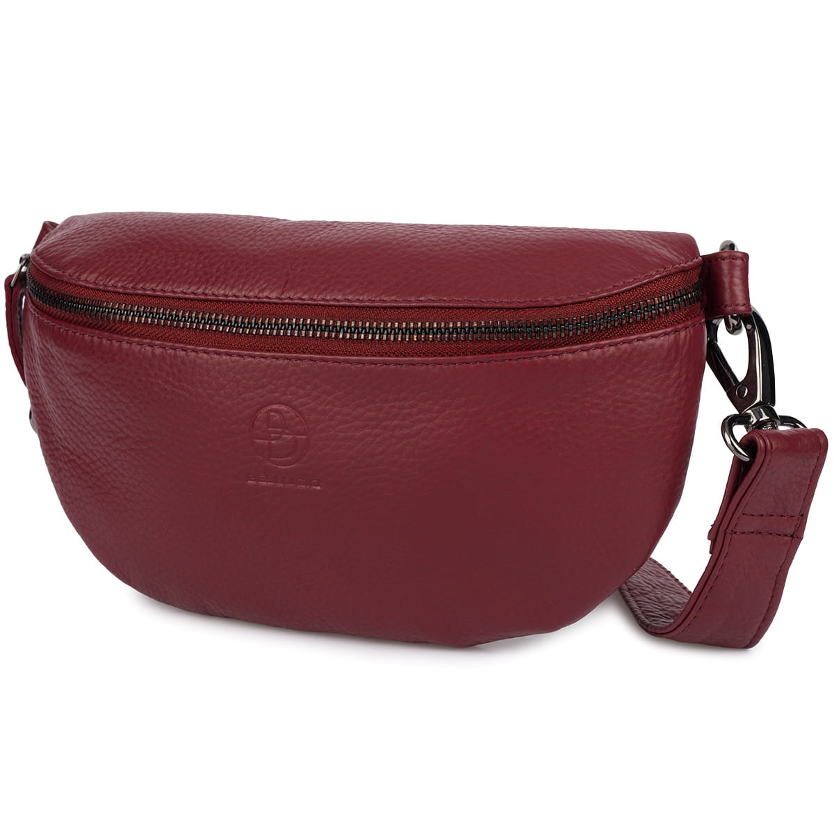 Średnia saszetka skórzana typu nerka wielofunkcyjna - ciemnoczerwona