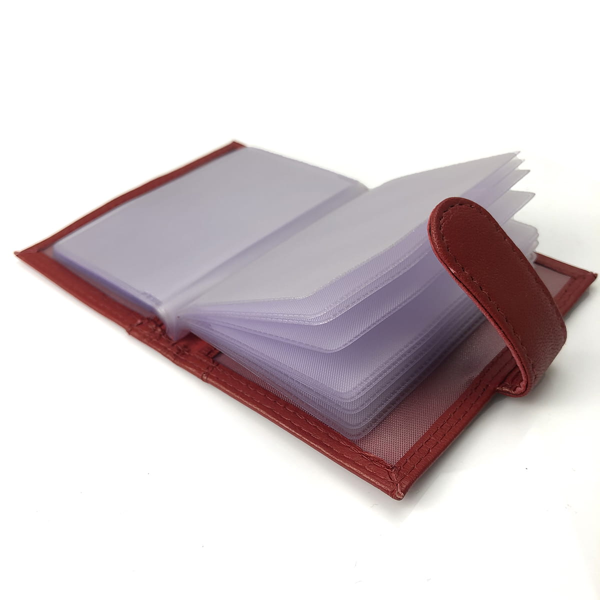 Skórzane etui na karty - ciemnoczerwone