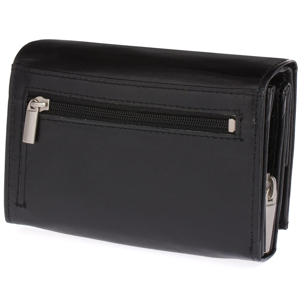 Portfel damski skórzany z lakierowaną wstawką Bellugio - czarny