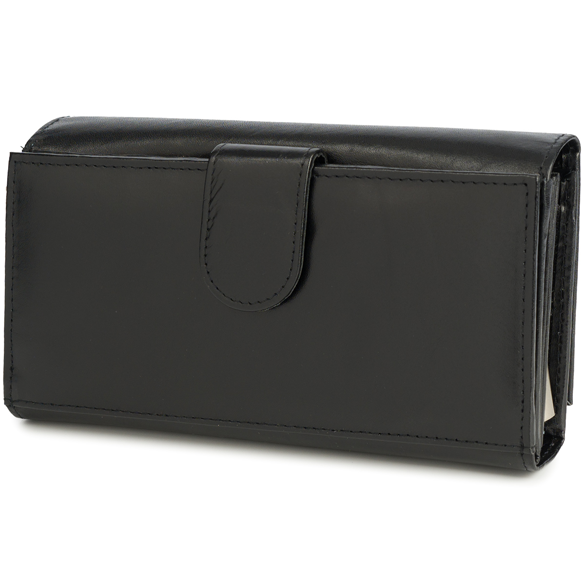 Podłużny skórzany portfel damski Bellugio - czarny