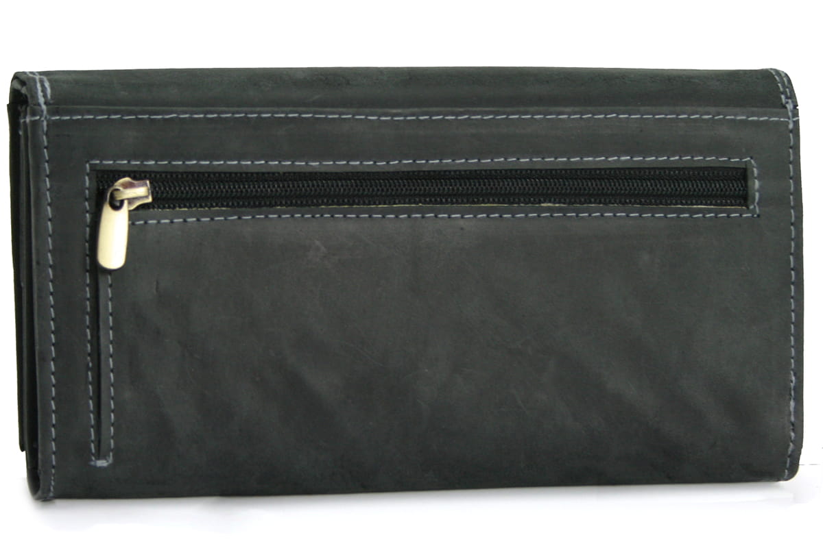 Portfel damski skóra nubuk Wild Tiger - ciemnobrązowy