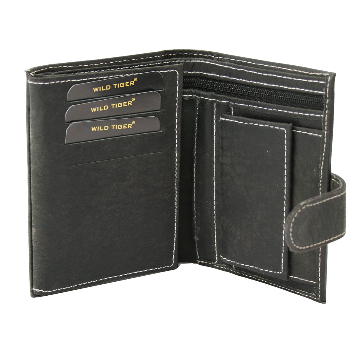 Portfel skórzany męski pionowy Wild Tiger - czarny