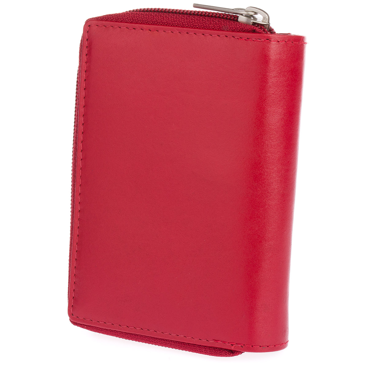 Portfel damski skórzany z lakierowaną wstawką Bellugio - ciemnoczerwony