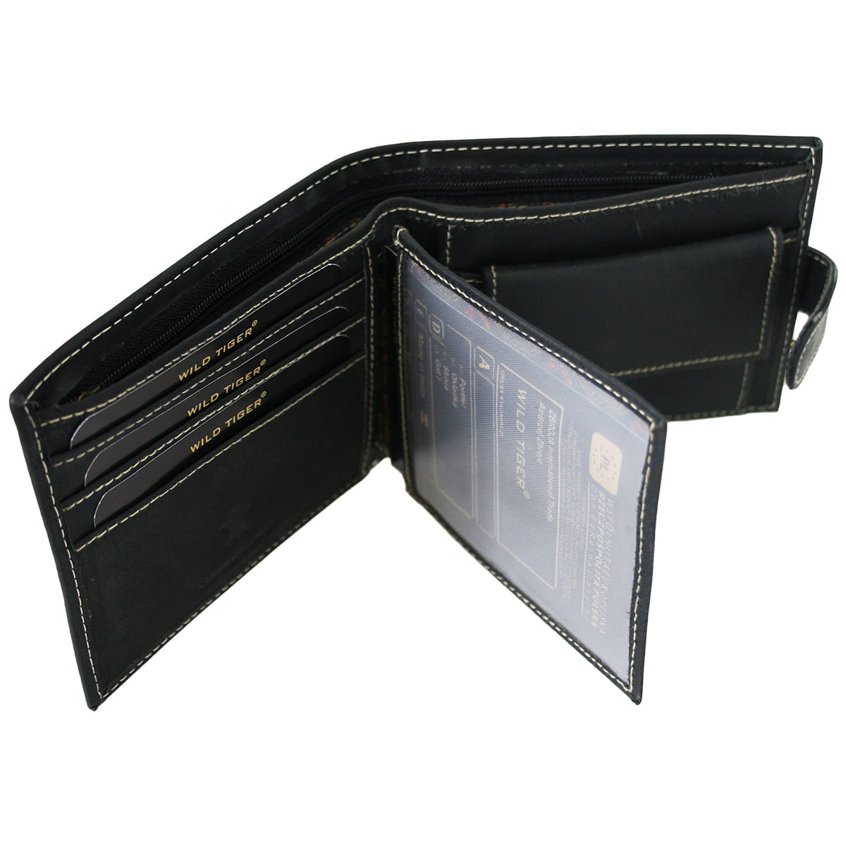 Portfel męski zapinany na nap Wild Tiger - czarny