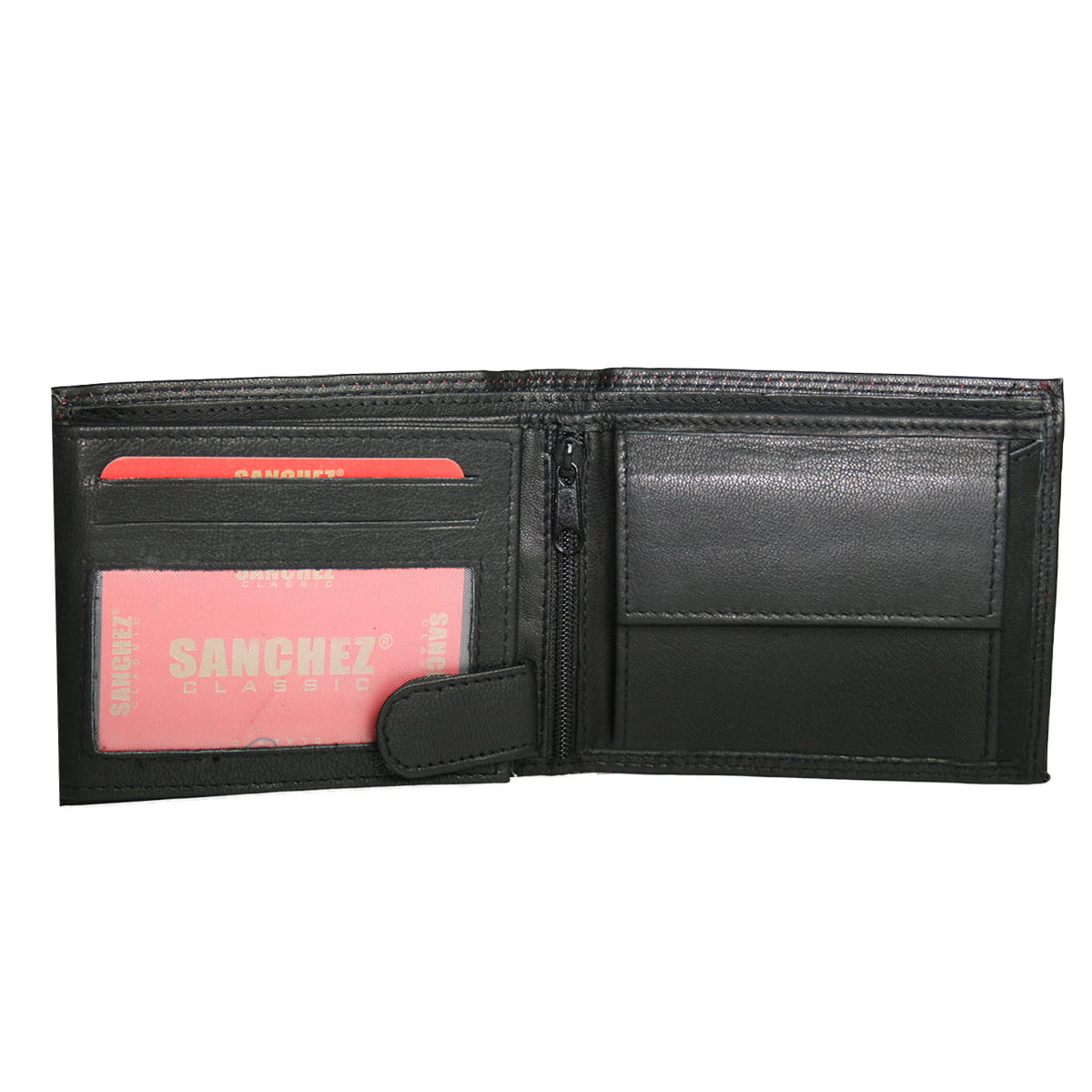 Portfel z ozdobną nicią Sanchez Classic - czarny