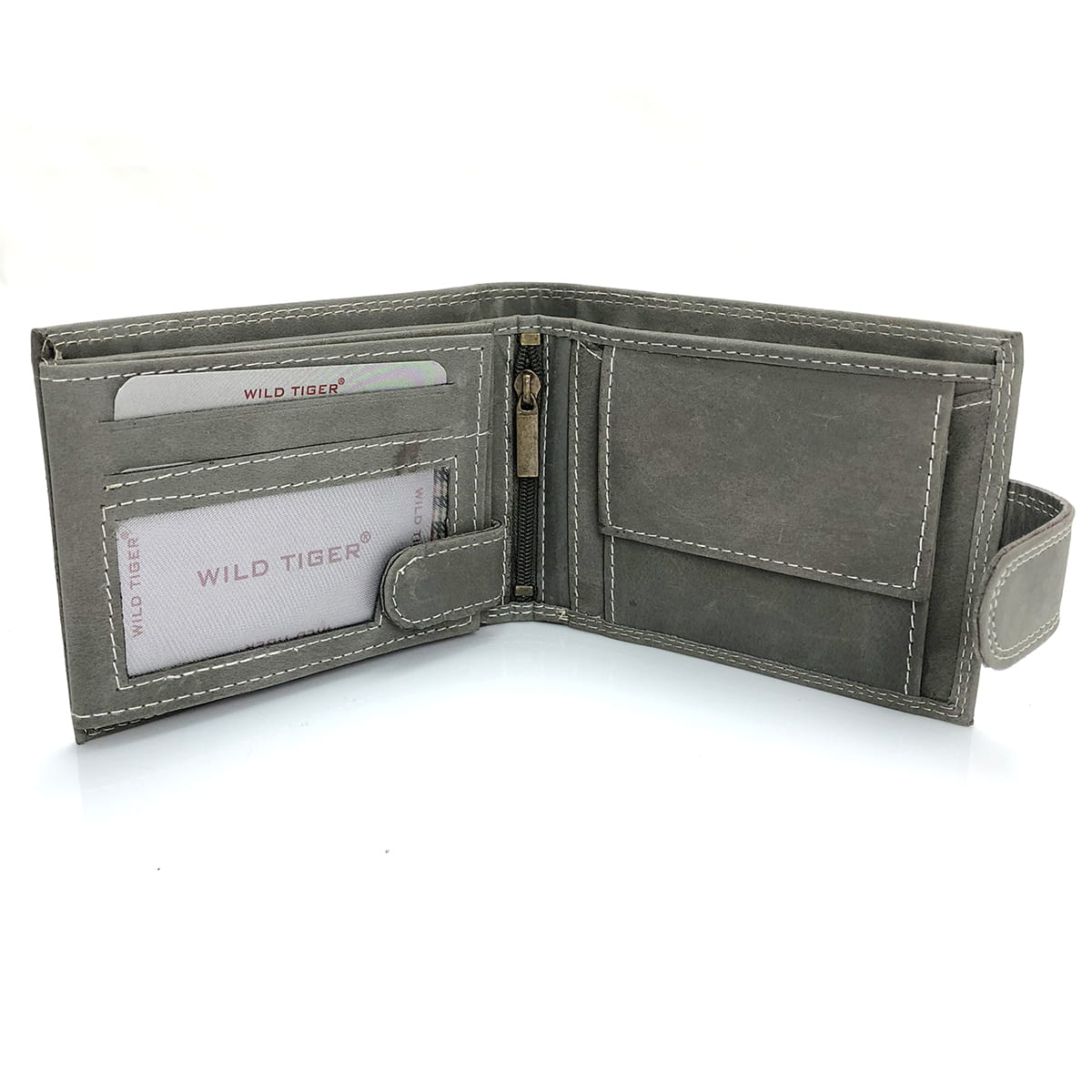 Portfel męski skóra nubuk nap Wild Tiger  - ciemnoszary