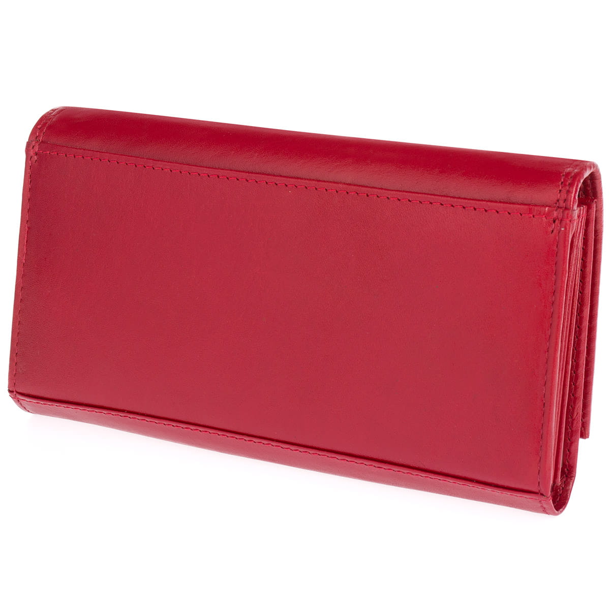 Podłużny skórzany portfel damski Bellugio - ciemnoczerwony