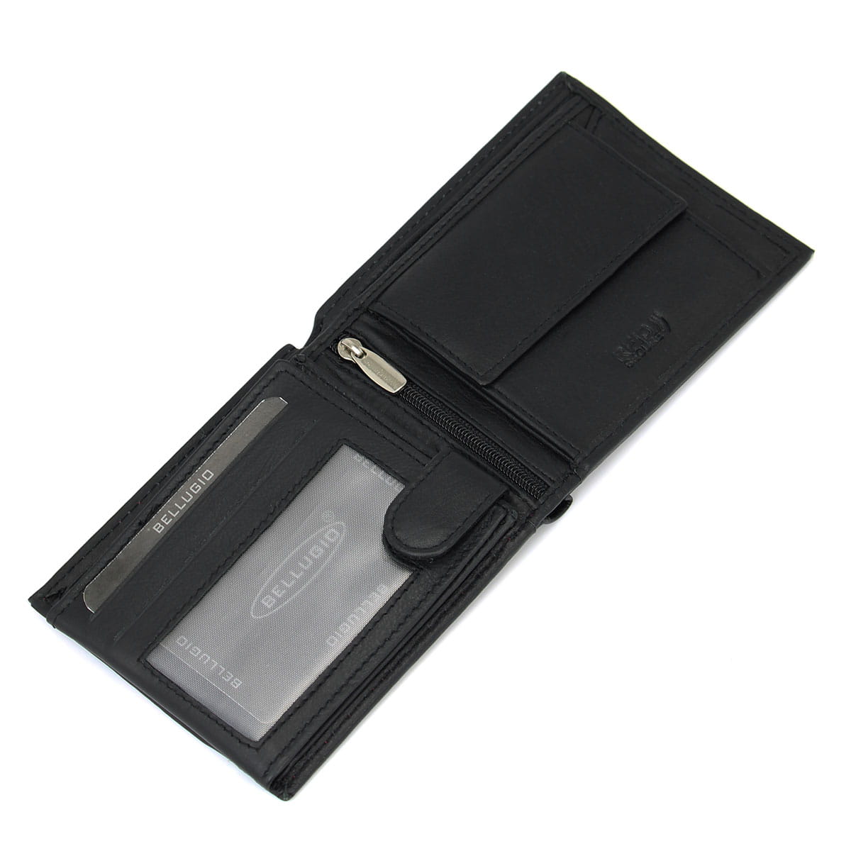 Portfel męski z ozdobną nicią pionowy - czarno-czerwony