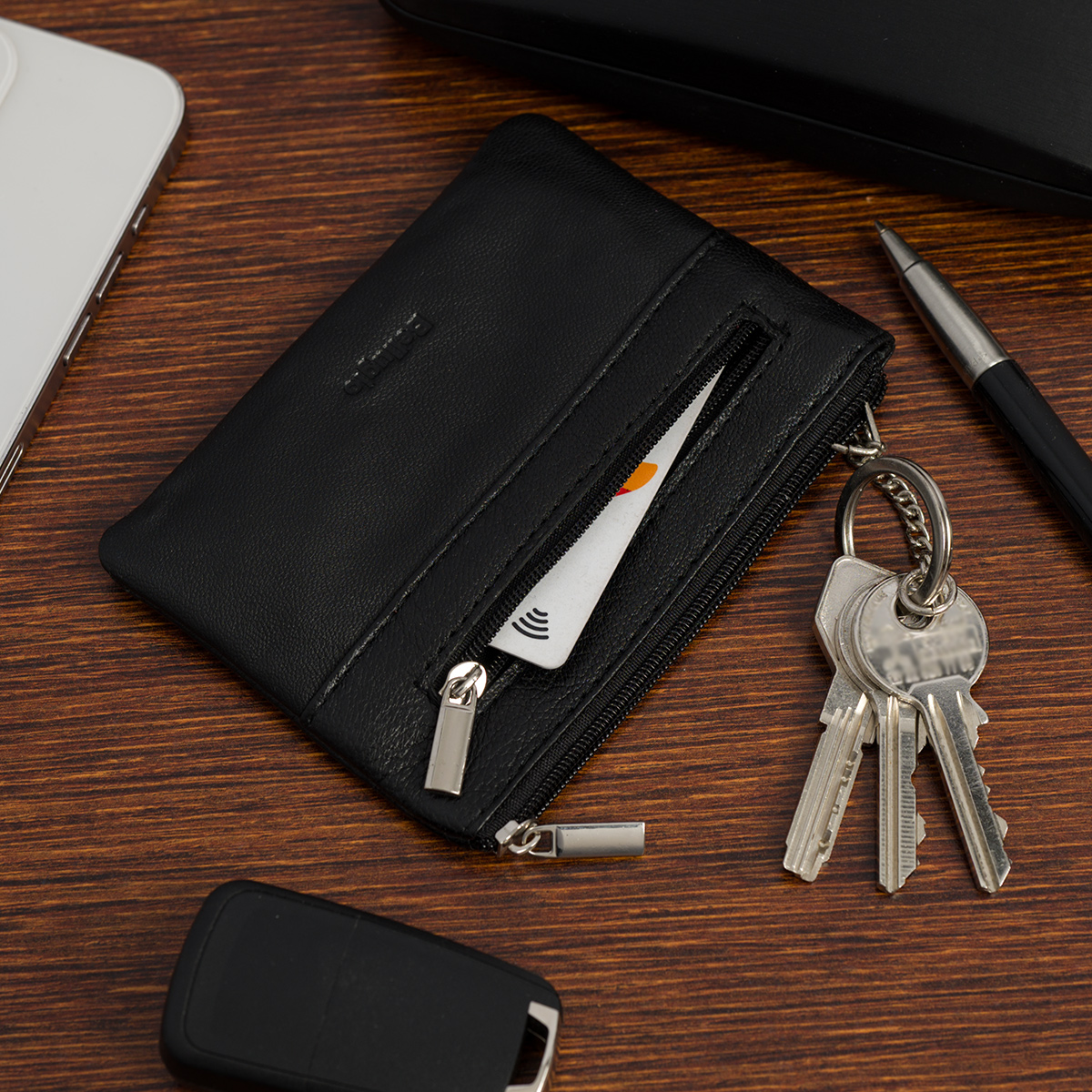 Etui na klucze skórzane Bellugio - czarne