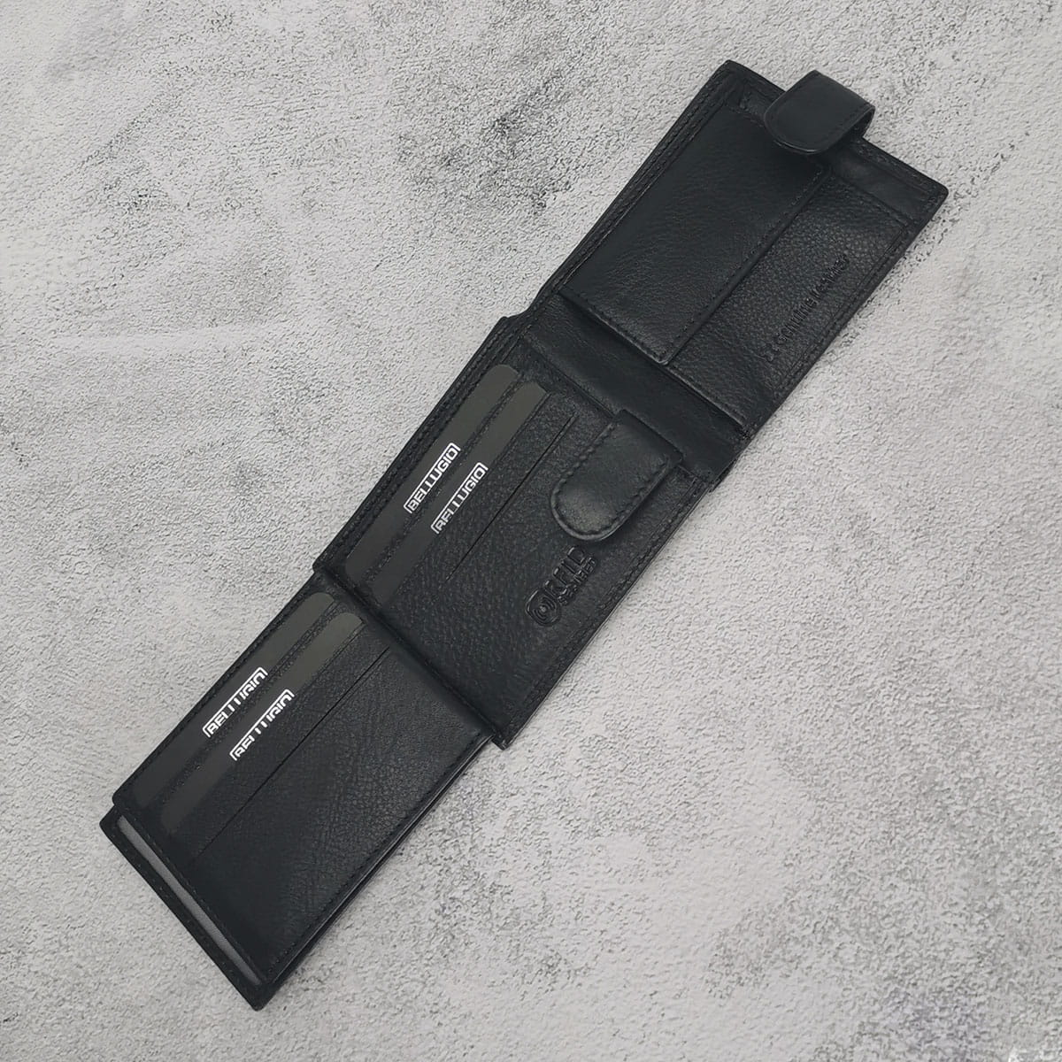 Skórzany portfel męski z zapięciem RFID Bellugio