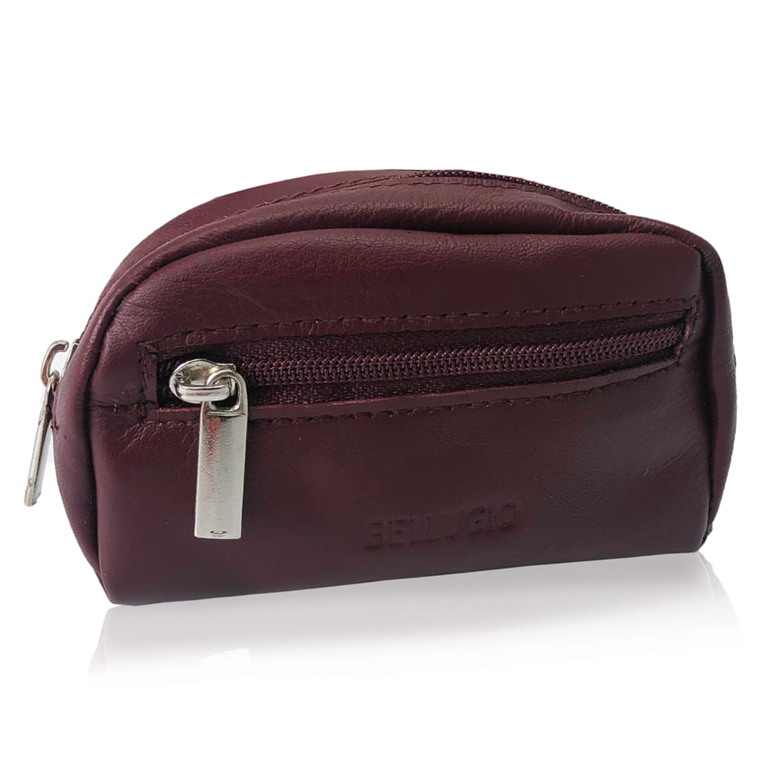Etui na klucze Bellugio ze skóry naturalnej - bordowe