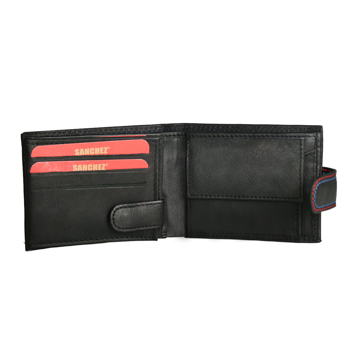 Portfel z ozdobną nicią Sanchez Classic - czarny