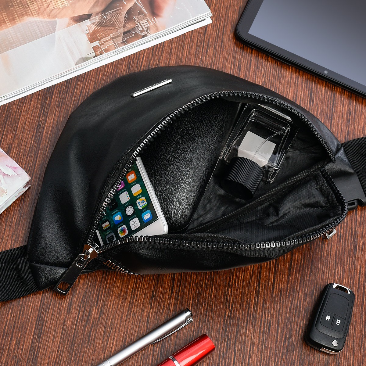 Czarna nerka saszetka damska biodrówka Beltimore eko V27