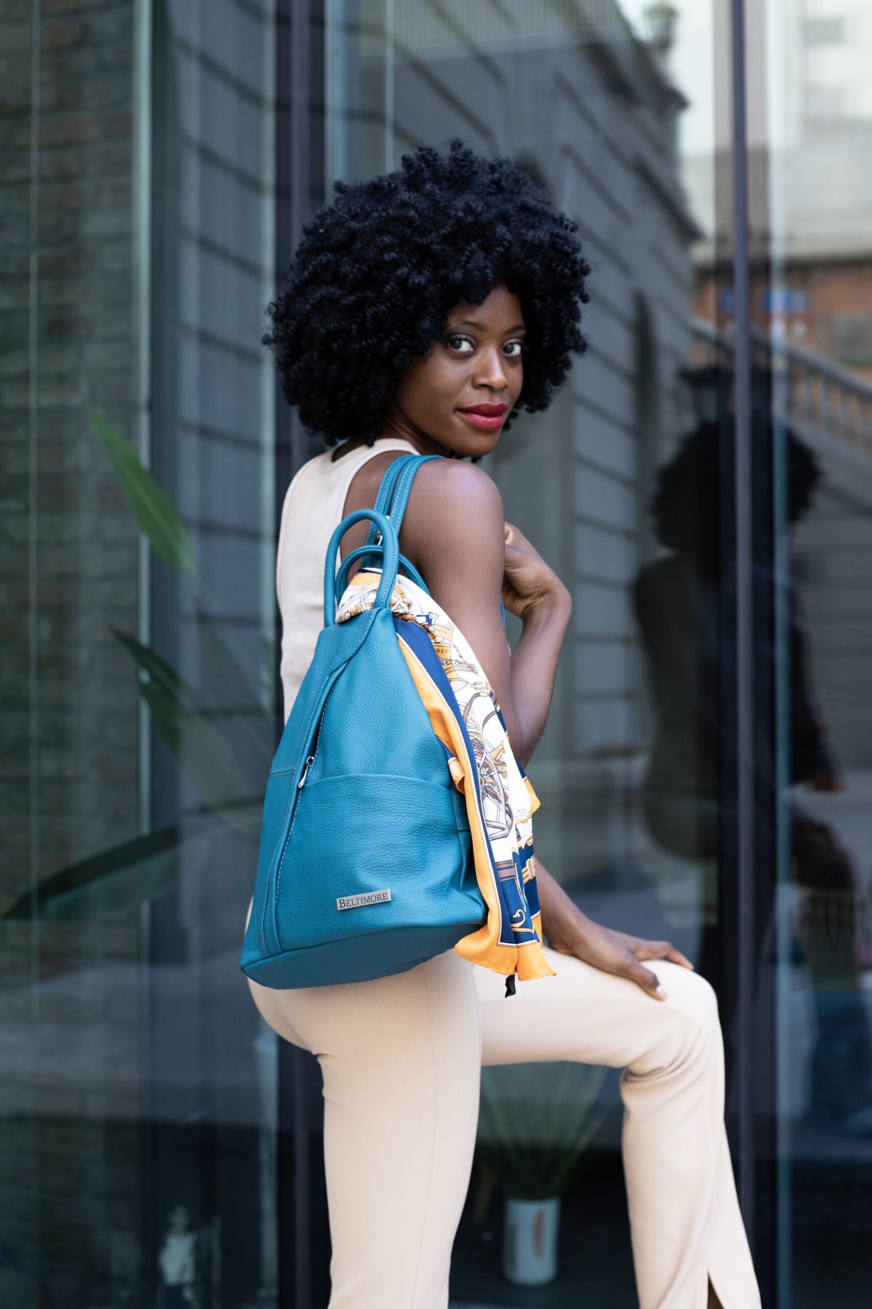 Morski Plecak Damski Skórzany Trójkąt Pojemny Beltimore Q60