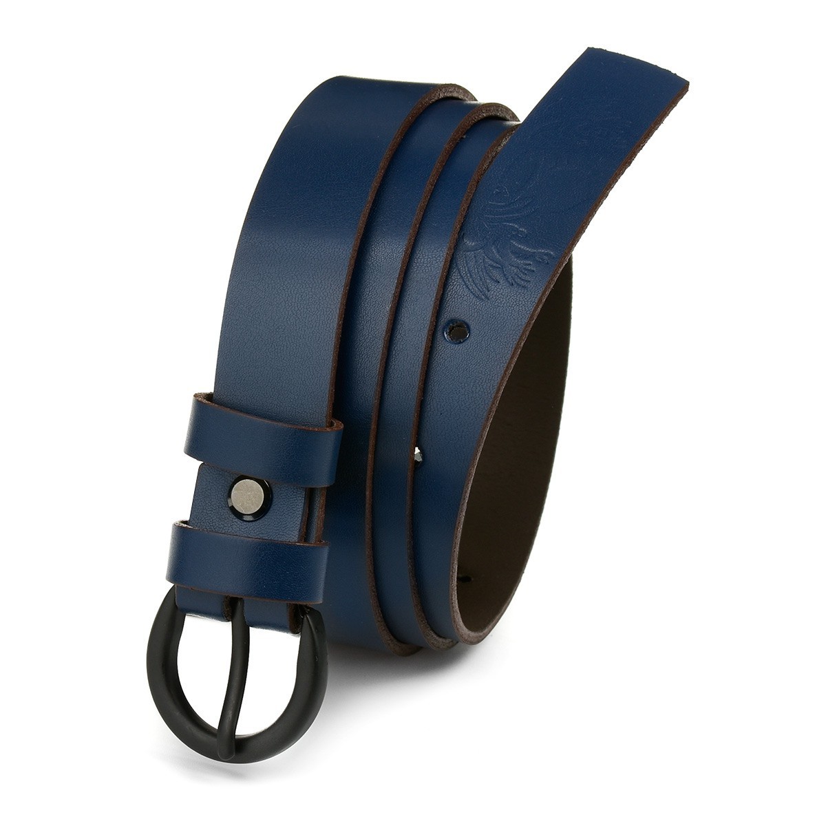 Skórzany pasek damski do spodni sukienki Beltimore granatowy A53
