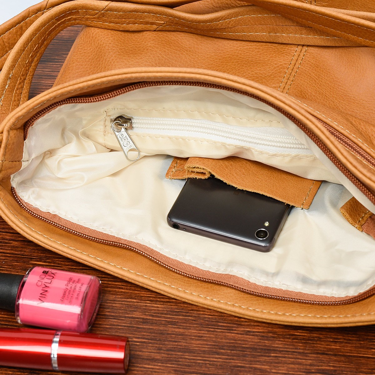 Torebka skórzana camelowa listonoszka damska X95