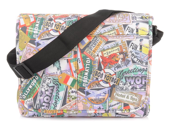 MŁODZIEŻOWA LEKKA TORBA A4 Z KLAPĄ  WE "WZÓR AZTECKI" LISTONOSZKA CAVALDI P74