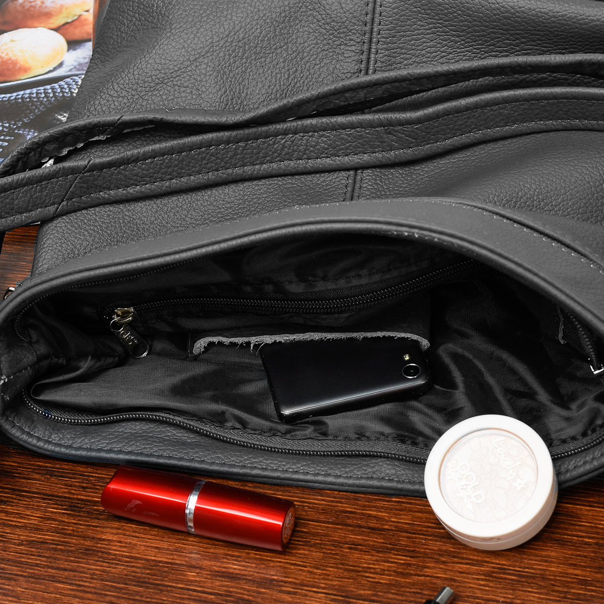 Szara torebka ze skóry, skórzana listonoszka damska X95