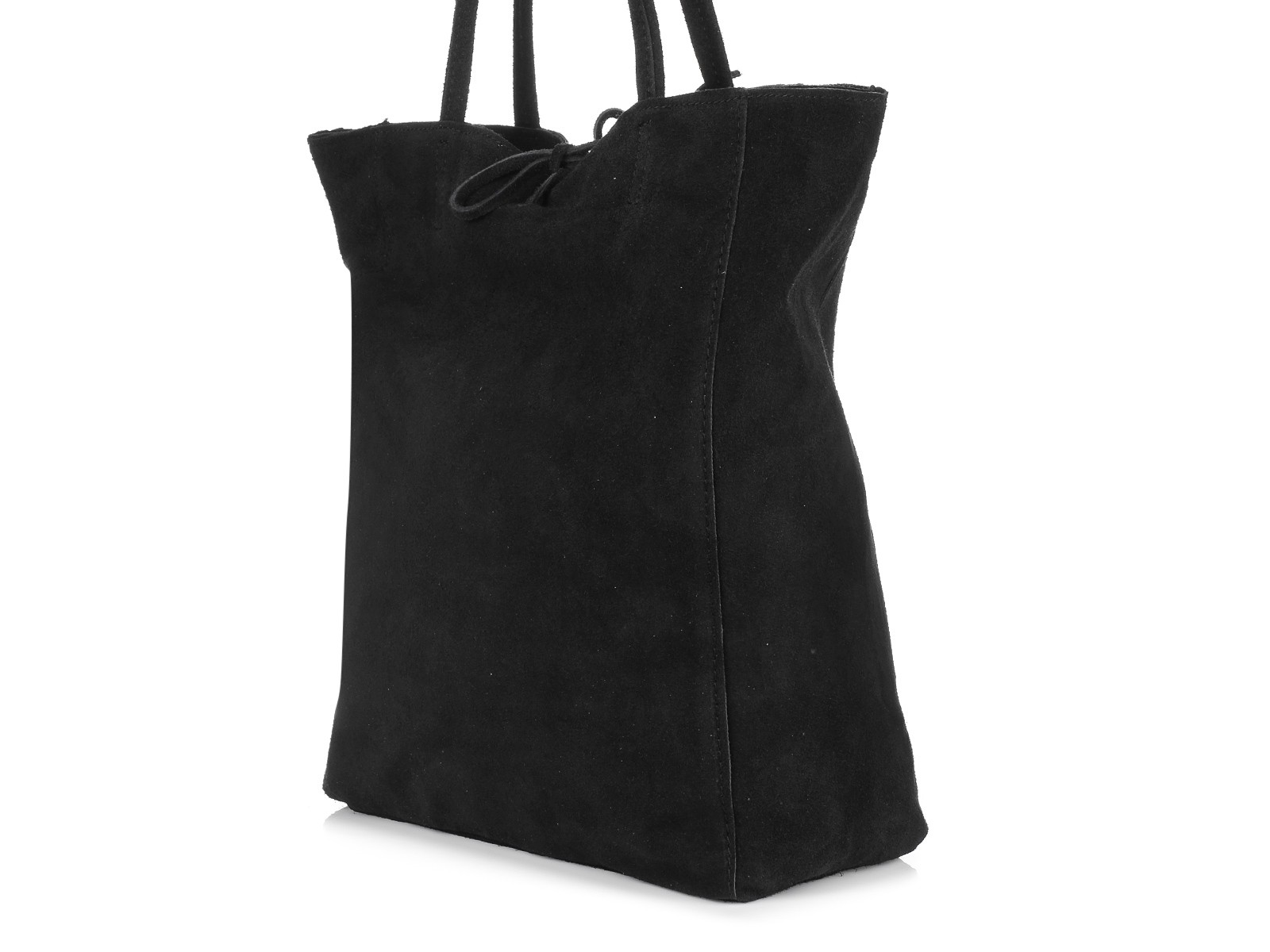 Torebka damska skórzana zamszowa duża torba włoska shopperka czarna W18