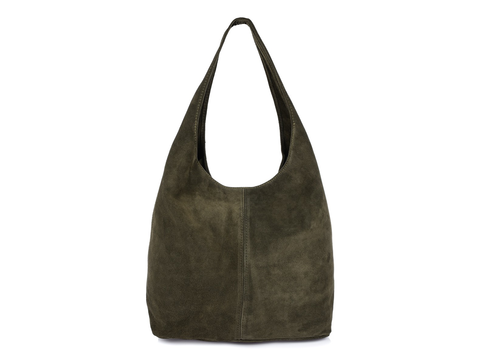 Torebka torba klasyczna worek skórzana zamsz naturalny na jedno ucho khaki U35