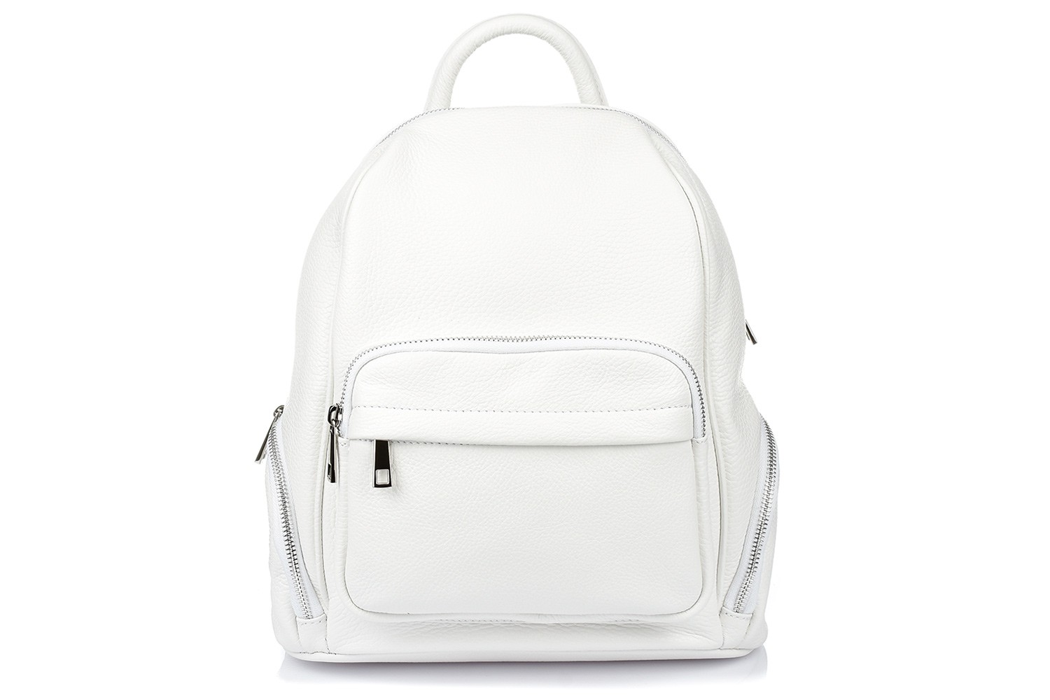 Biały plecak skórzany, duży plecak damski, włoski plecak ze skóry naturalnej U21