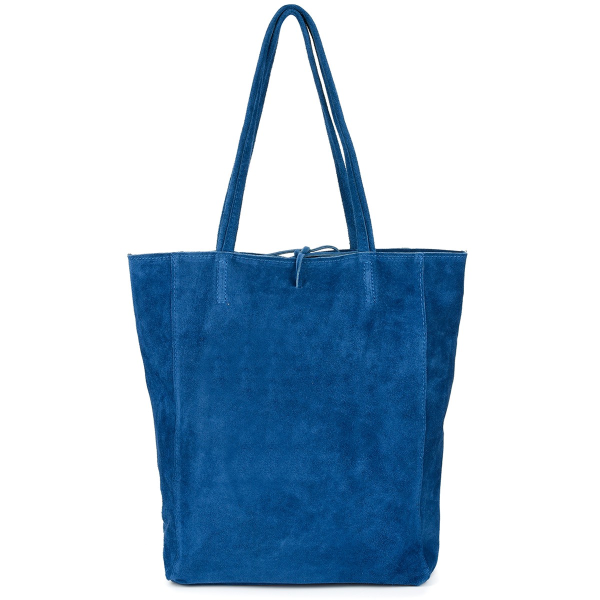 Torebka damska skórzana zamszowa duża torba włoska shopperka niebieska W18