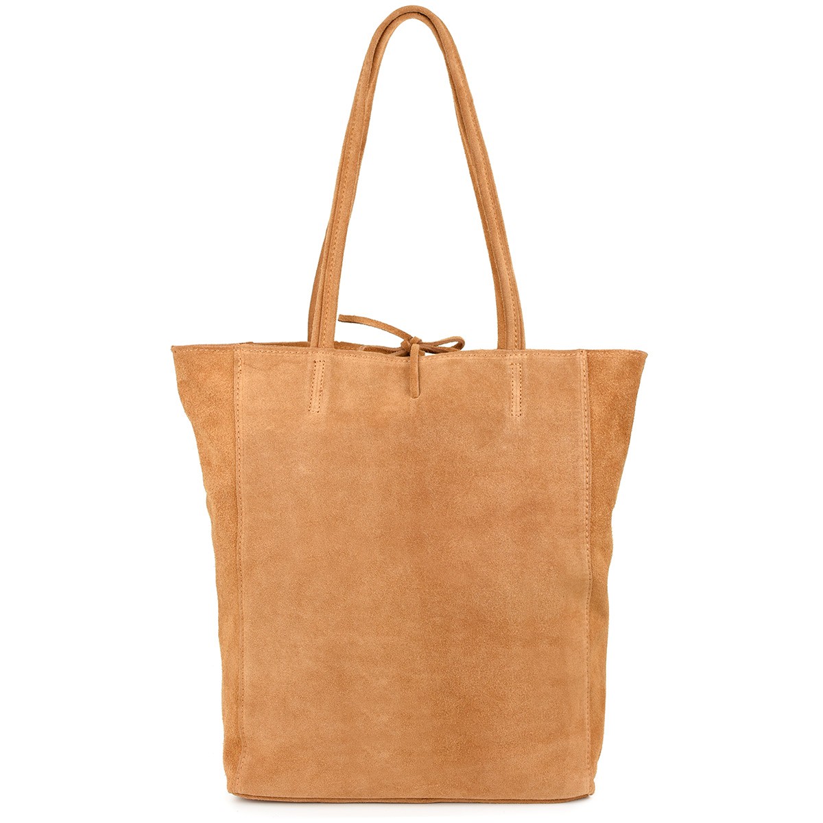 Torebka damska skórzana zamszowa duża torba włoska shopperka camel W18