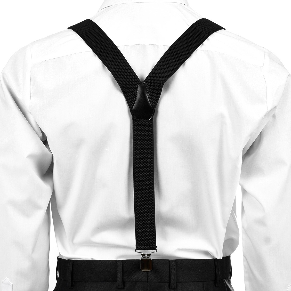 Szelki do spodni męskie eleganckie mocne V czarne SZ2