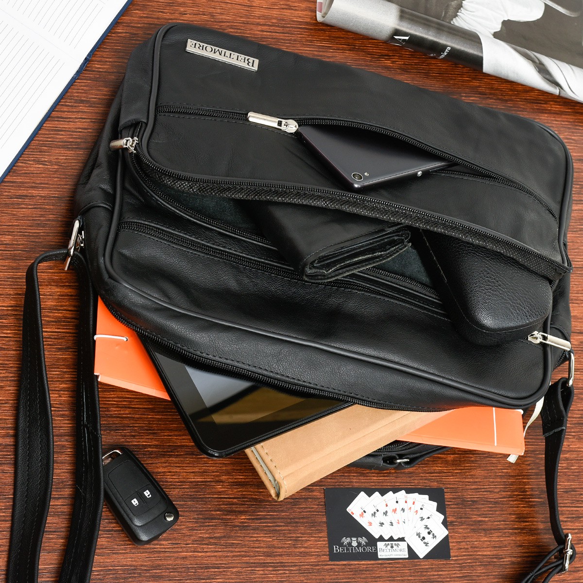 Czarna DUŻA MĘSKA SKÓRZANA TORBA LISTONOSZKA SKÓRA POLSKA DO SZKOŁY PRACY Beltimore F71