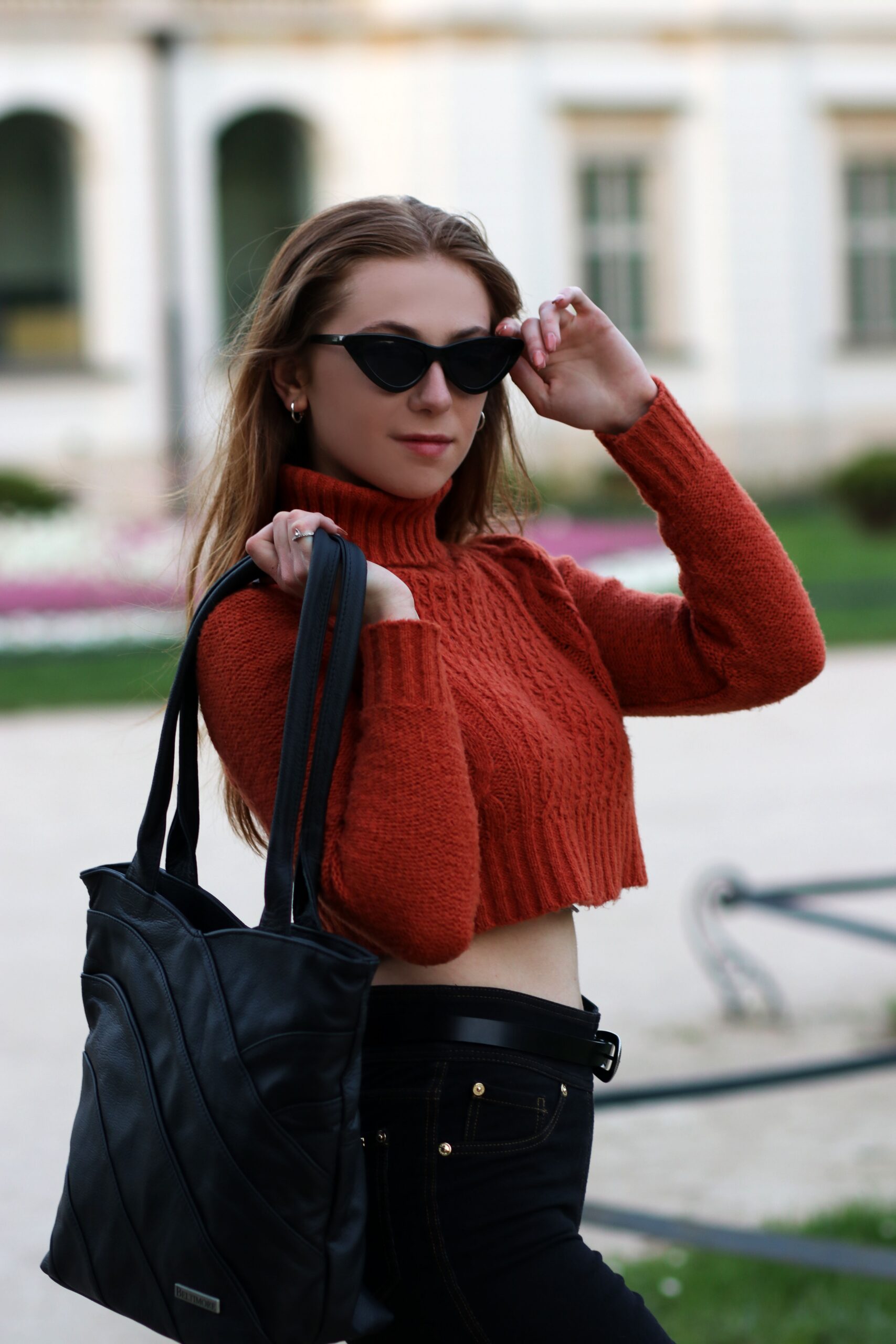 Czarna Skórzana Damska Torba na Ramię Beltimore L38