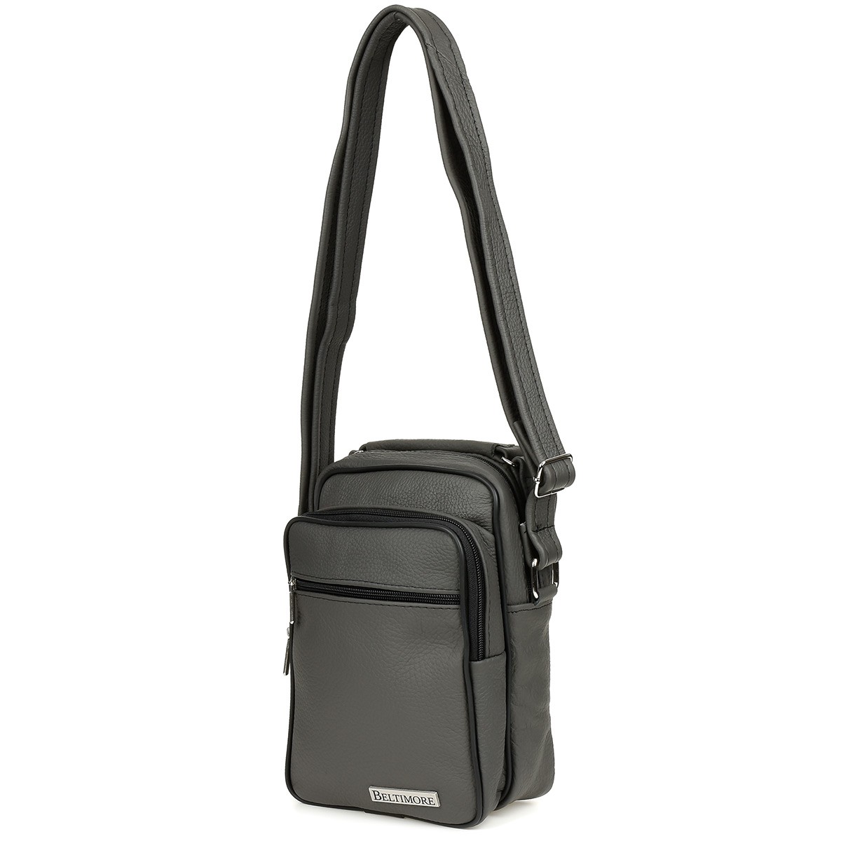 Beltimore szara męska mała skórzana torba listonoszka G62