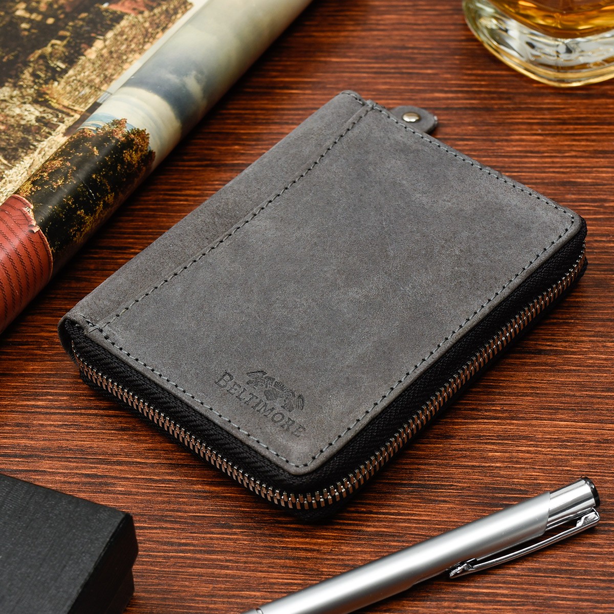 Portfel skórzany RFiD pion duży zasuwany Beltimore