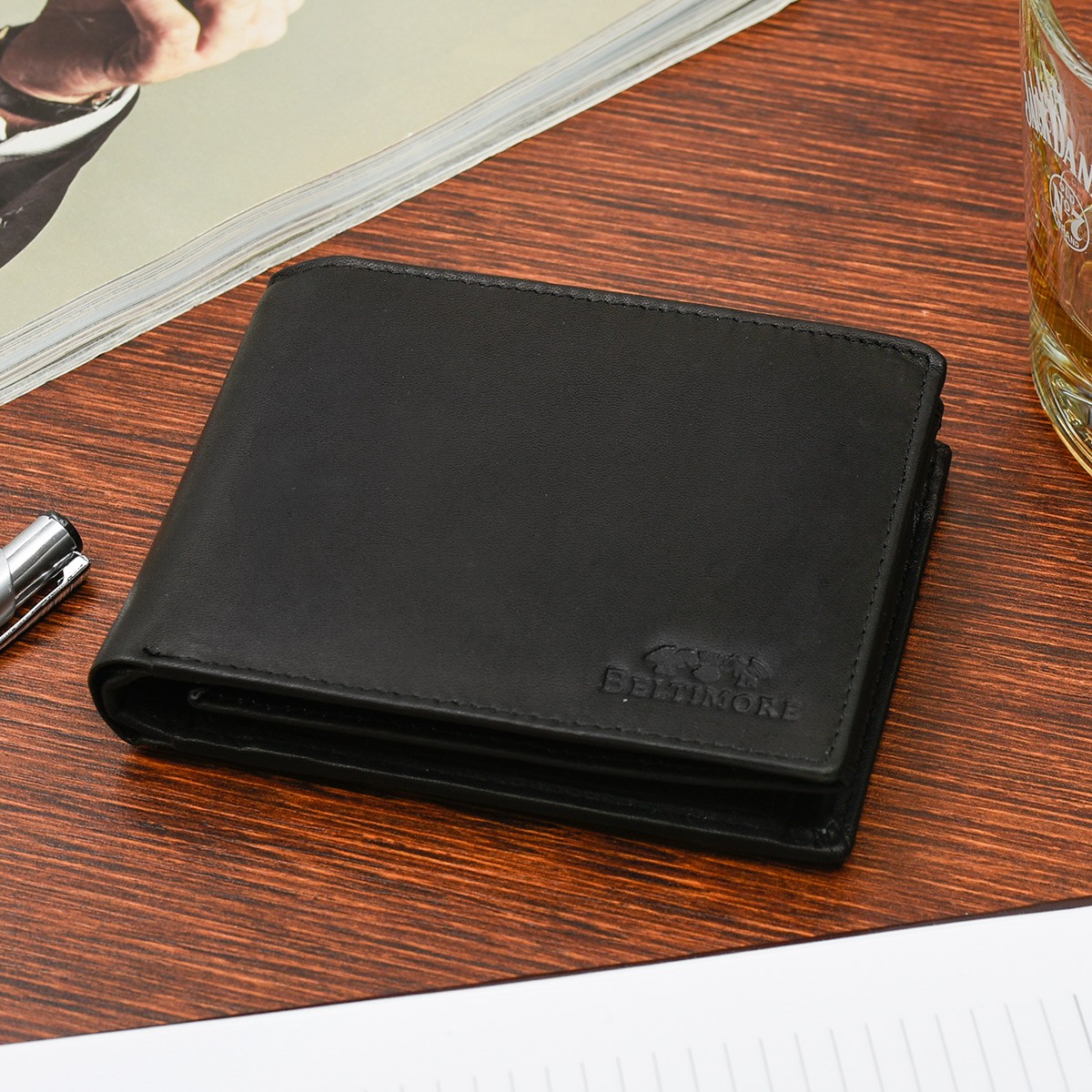Męski portfel skórzany klasyczny RFiD czarny Beltimore U91