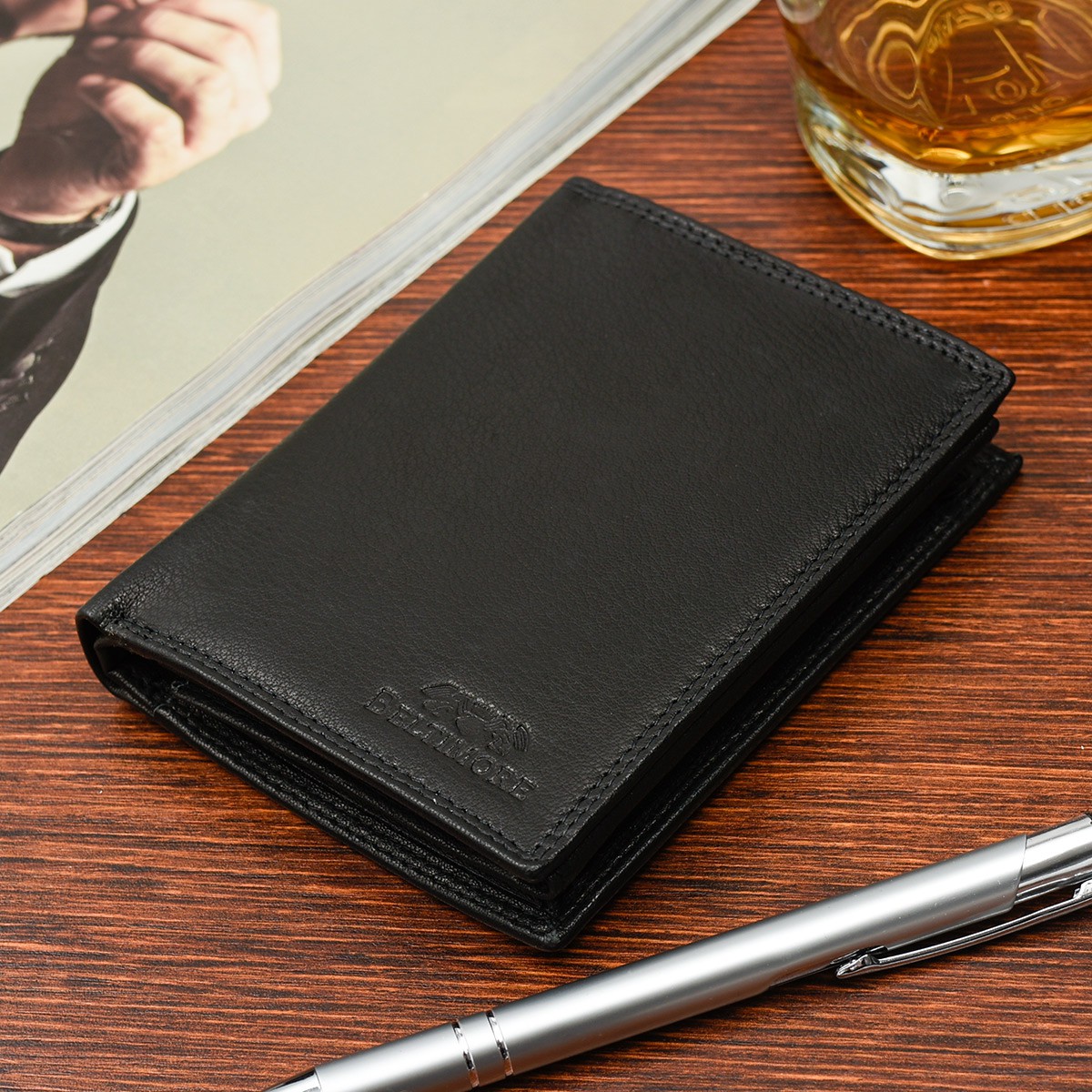 Męski portfel skórzany klasyczny RFiD czarny Beltimore K44