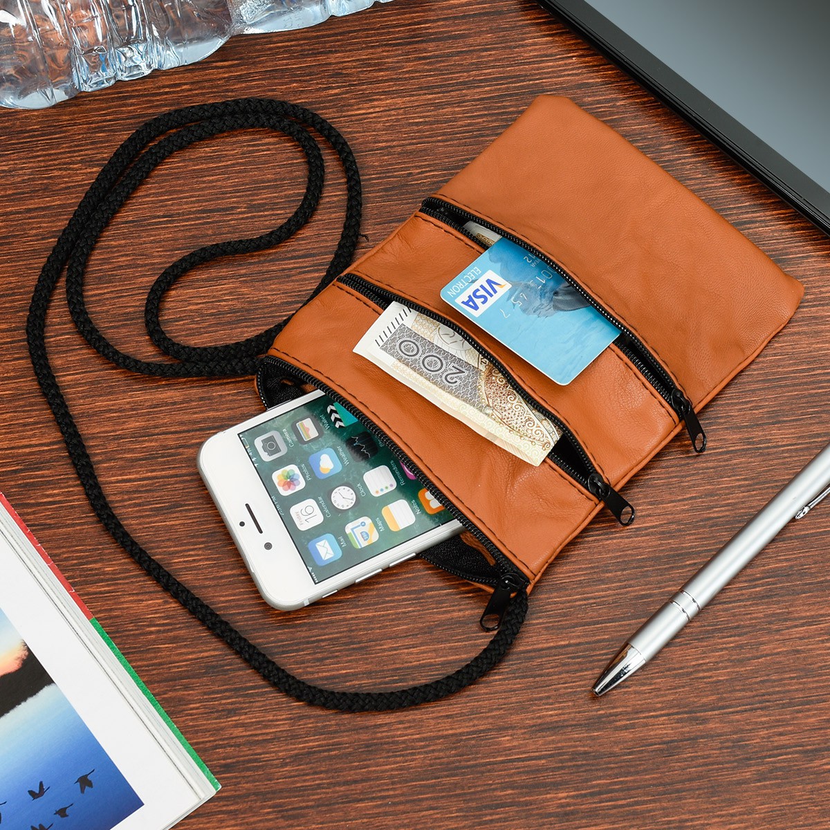 Camel Saszetka etui skórzane paszport dokumenty na szyje G50