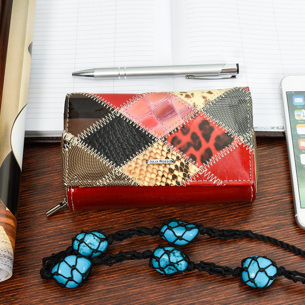 Portfel skórzany damski skóra nat patchwork bigiel