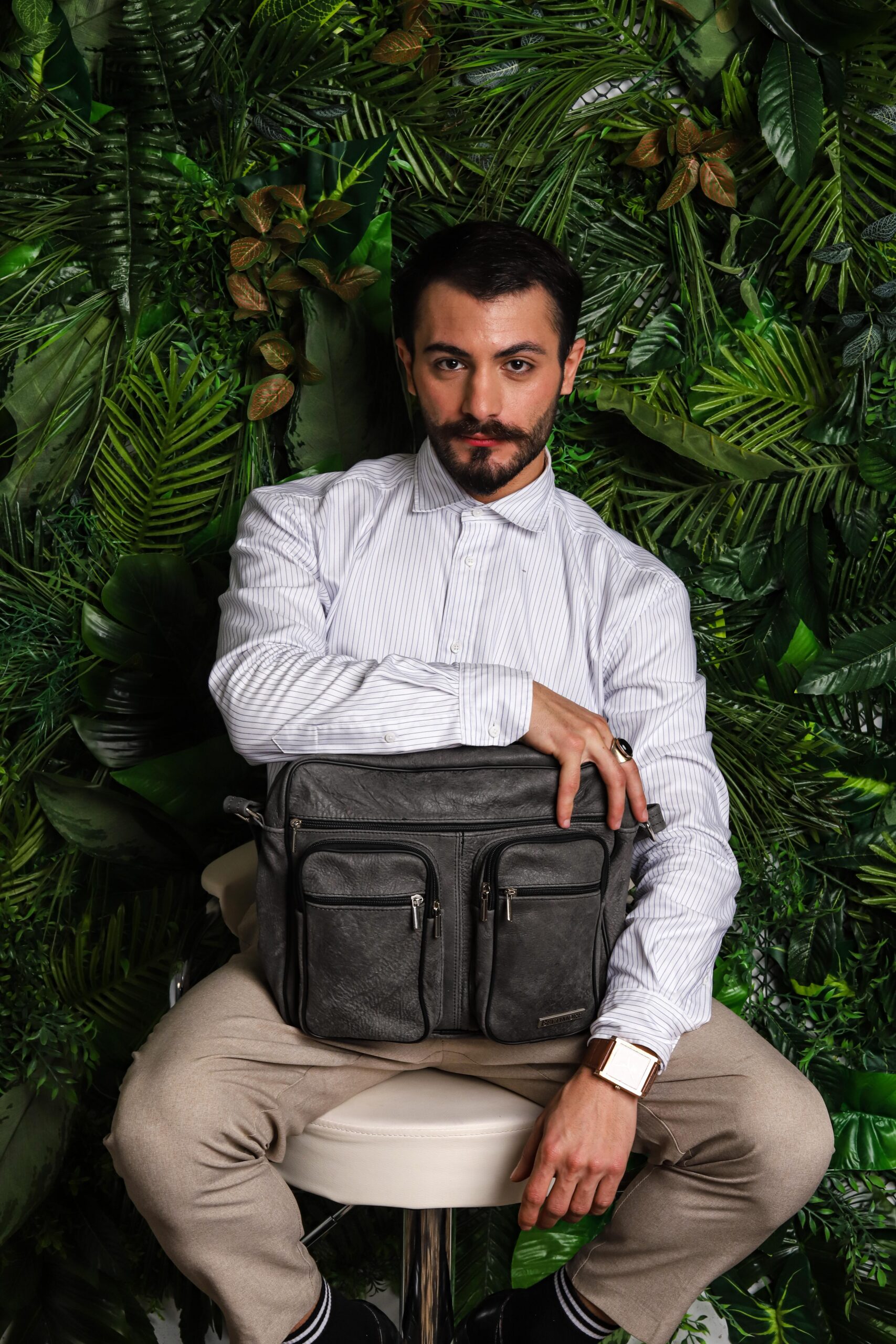 Szara Torba duża skórzana premium do pracy szkoły Beltimore G69